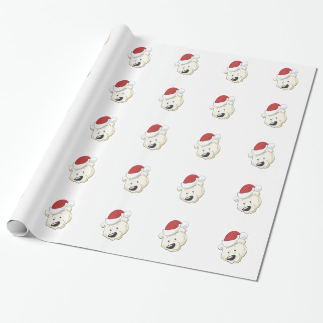 Christmas Polar Bear Wrapping Paper (Unrolled)