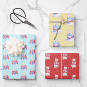 Christmas Polar Bear Wrapping Paper Sheet Set
