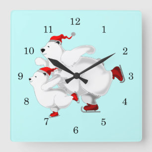 Christmas Polar Bears Clock