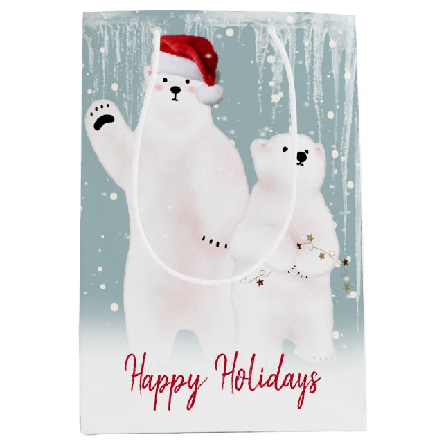 Christmas Polar Bears Gift Bag (Front)