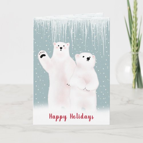 Christmas Polar Bears In Snow Card