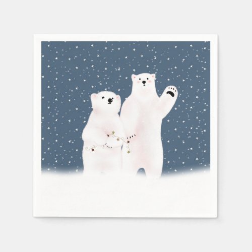 Christmas Polar Bears In Snow Napkins