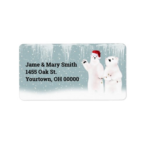 Christmas Polar Bears Label