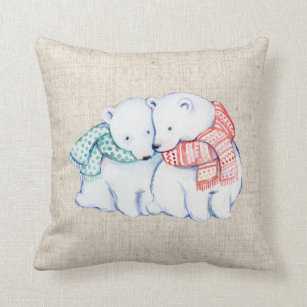 polar bear christmas pillow