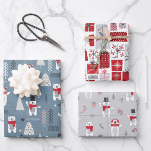 Christmas Polar Bears Presents Wrapping Paper Sheets