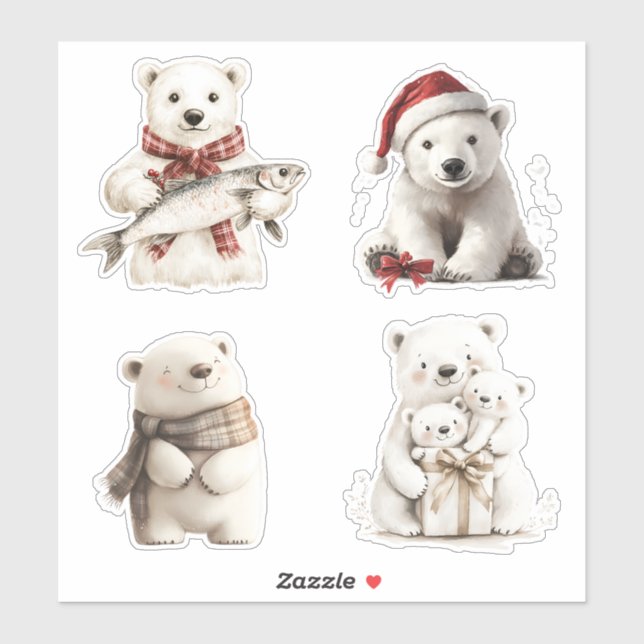 Christmas Polar Bears Sticker (Sheet)