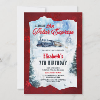 Christmas Polar Express Birthday Party Invitation