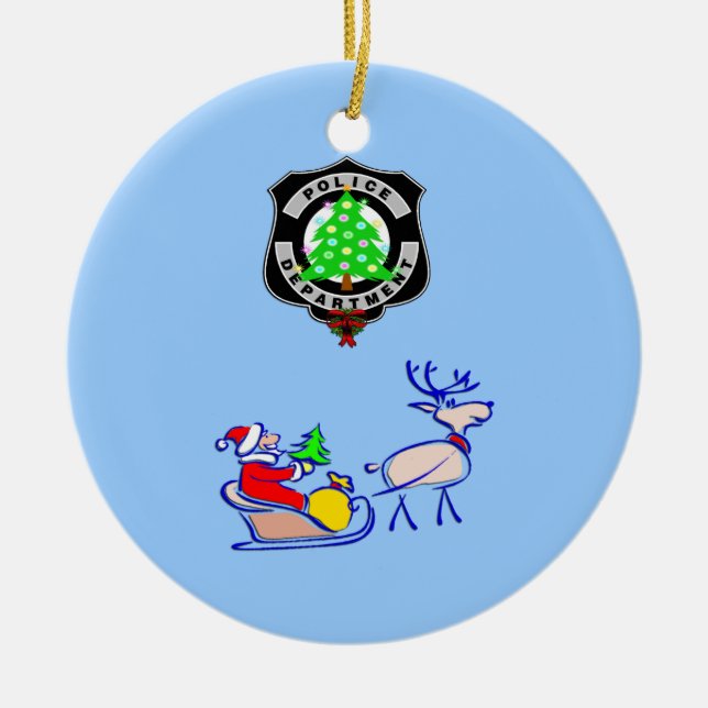 Christmas Police Gifts Ceramic Ornament (Front)