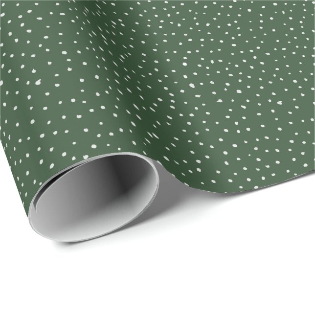 Christmas polka dot cream on forest green wrapping paper (Roll Corner)