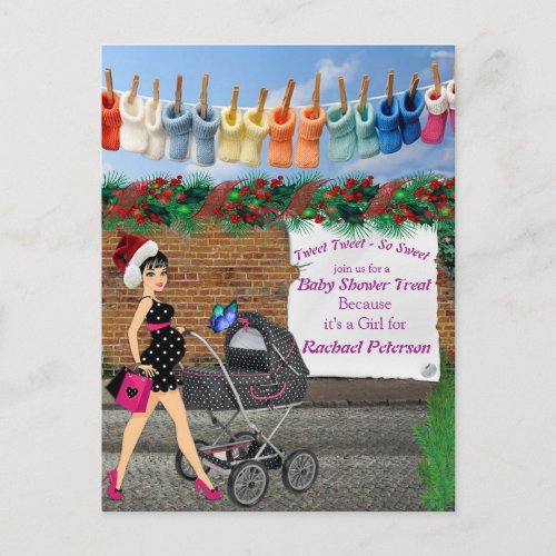 Christmas Polka_Dot Street Art Baby Shower Postcard