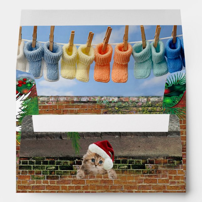 Christmas Polka-Dot Street Scene Envelope (Back (Bottom))