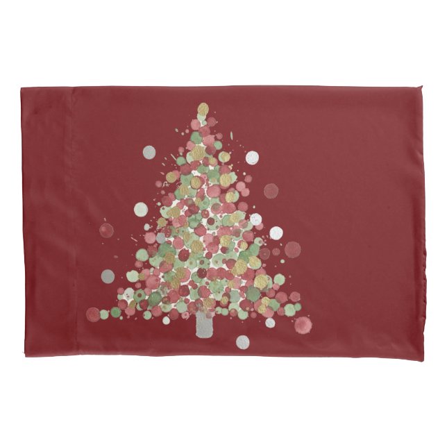 Christmas Polka Dot Tree Holiday Pillow Case (Front)
