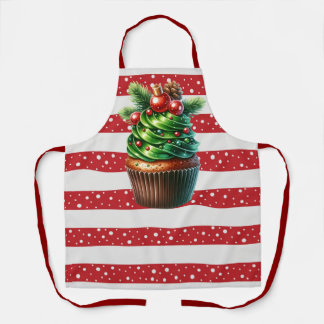 Christmas Polka Dots and Cupcake Apron