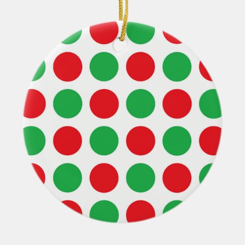 Christmas Polka Dots Ceramic Ornament
