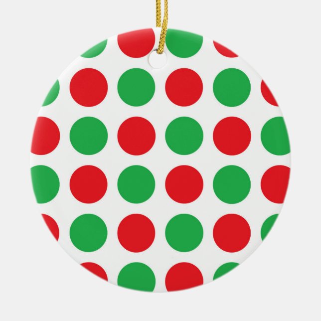 Christmas Polka Dots Ceramic Ornament (Front)