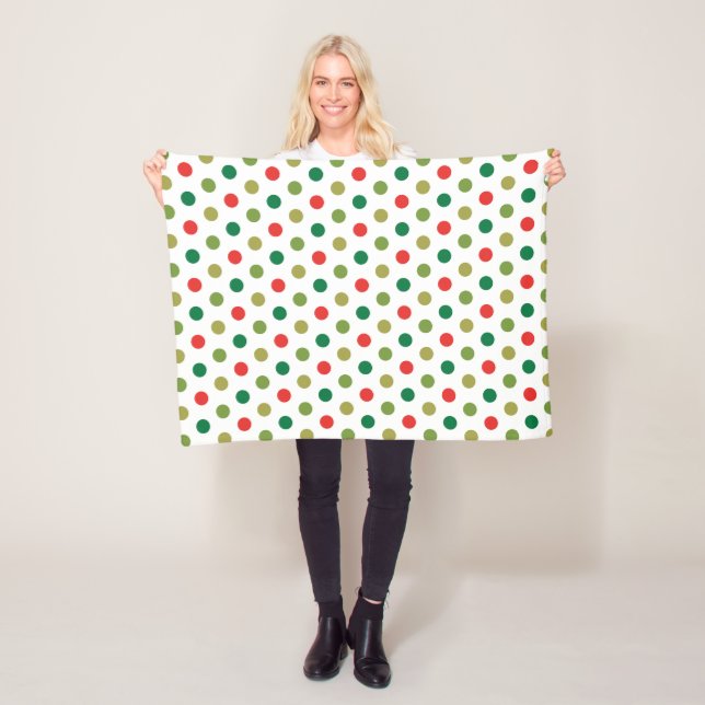 Christmas Polka Dots Fleece Blanket (In Situ)