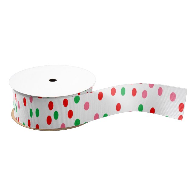 Christmas Polka Dots Grosgrain Ribbon (Spool)