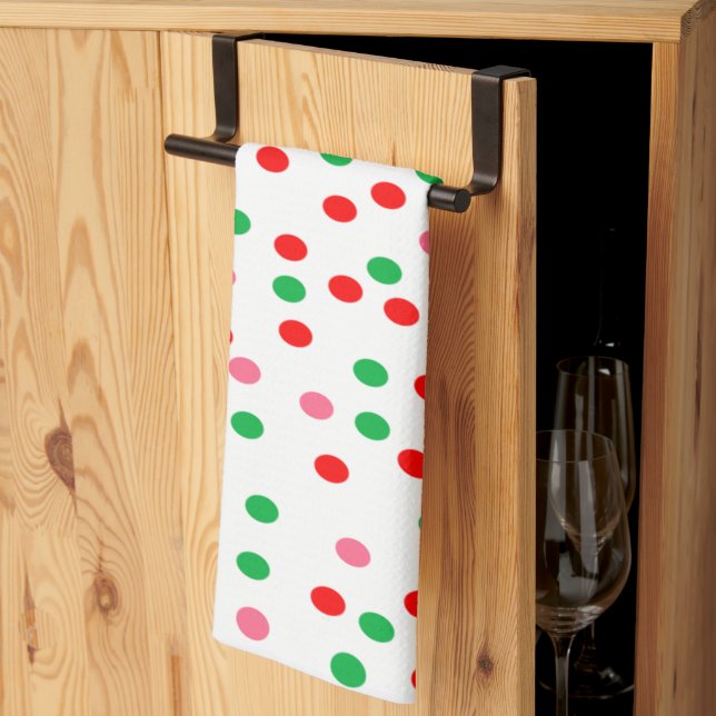 Christmas Polka Dots Kitchen Towel (Thirds Fold)