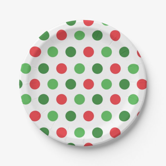 Christmas Polka Dots Paper Plates (Front)