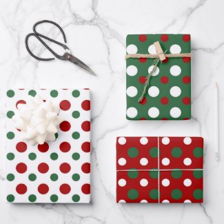 Christmas Polka Dots Pattern Red Green White Gift