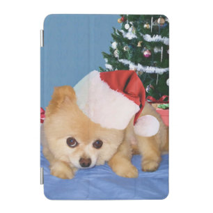 Christmas, Pomeranian Dog, Santa Hat iPad Mini Cover