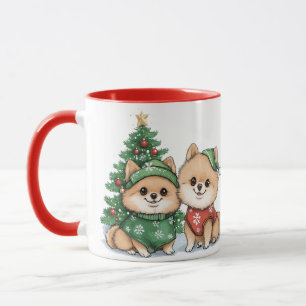 Christmas Pomeranian Dogs Mug