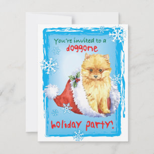 Christmas Pomeranian Holiday Invitation