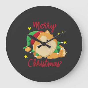 Christmas Pomeranian Merry Xmas Essential T-Shirt Large Clock