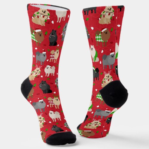 Christmas Pomeranian Socks