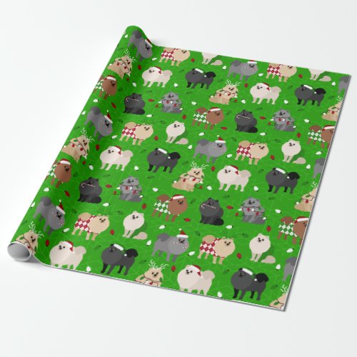 Christmas Pomeranian Wrapping Paper