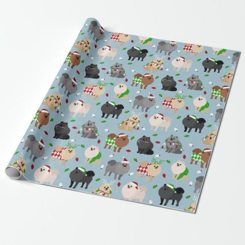 Christmas Pomeranian Wrapping Paper