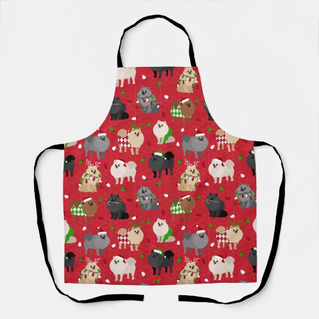 Christmas Pomeranians Apron (Front)