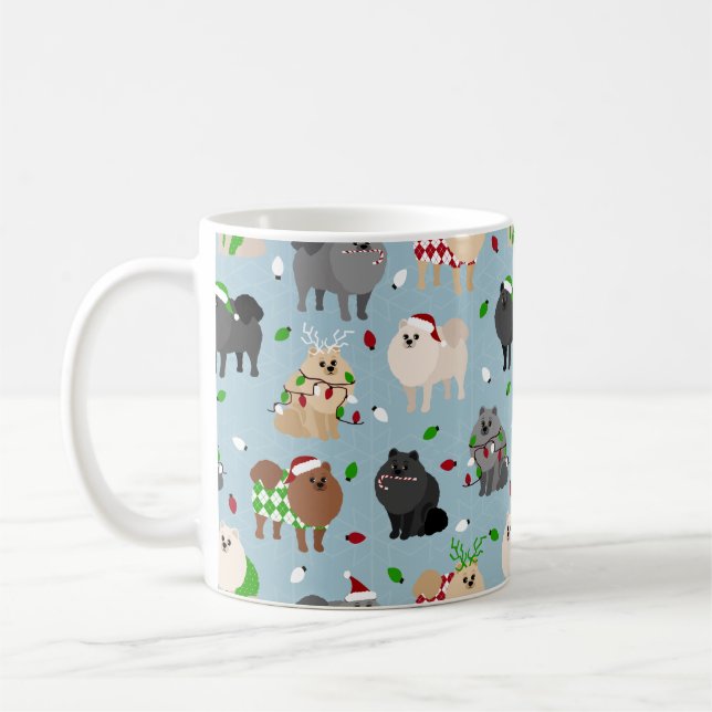 Christmas Pomeranians Coffee Mug (Left)