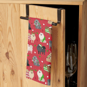 Christmas Pomeranians Kitchen Towel