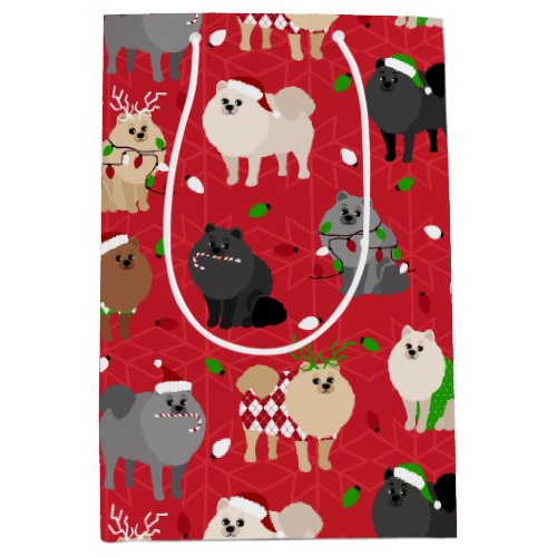 Christmas Pomeranians Medium Gift Bag