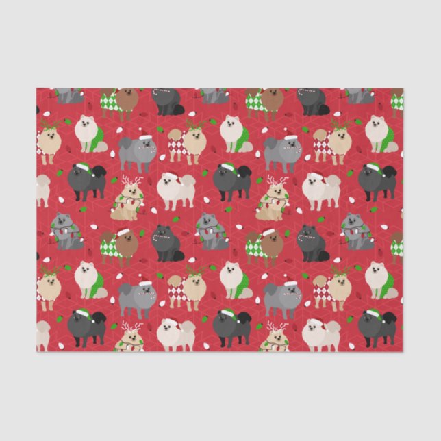 Christmas Pomeranians Tissue Paper (Front)