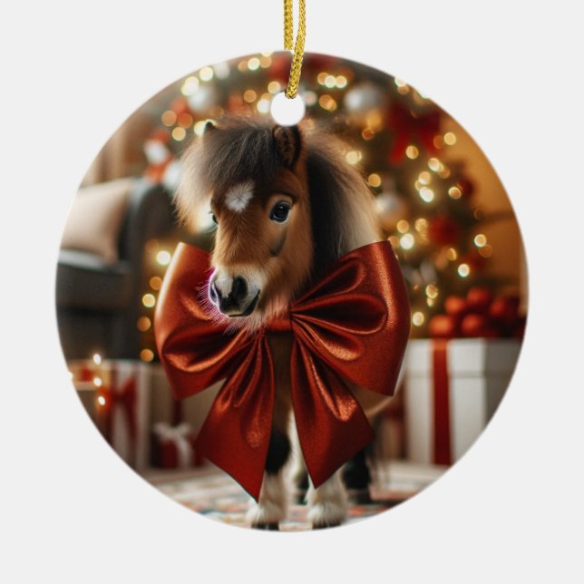 Christmas Pony Personalized Ceramic Ornament (Front)