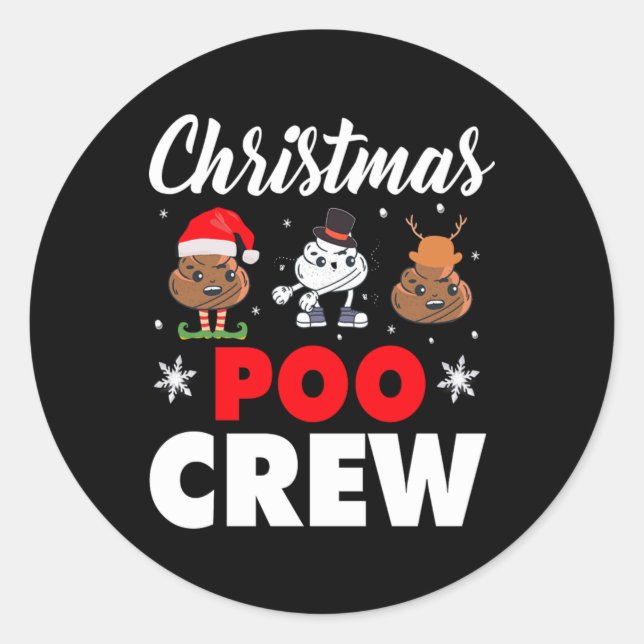 Christmas Poo Crew Holiday Funny Xmas Emoji Classic Round Sticker (Front)