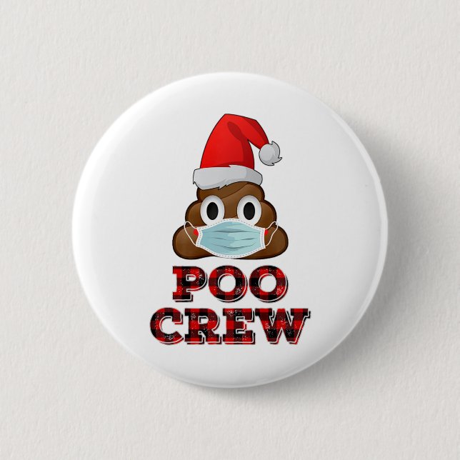 Christmas Poo Crew Shirt Face Mask Poop Emoji Red Button (Front)