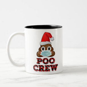 Christmas Poo Crew Shirt Face Mask Poop Emoji Red Two-Tone Coffee Mug
