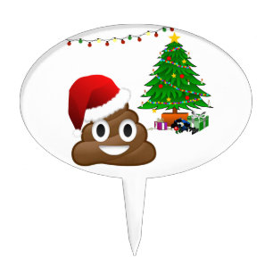 christmas poo emoji cake topper