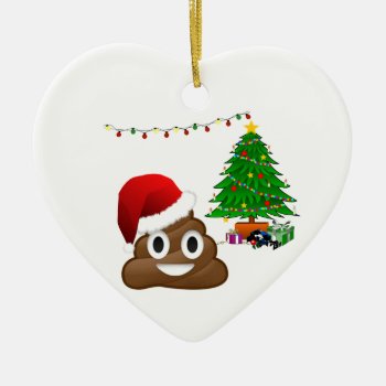 Christmas Poo Emoji Ceramic Ornament by funnychristmas at Zazzle