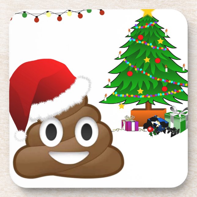 christmas poo emoji coaster (Front)