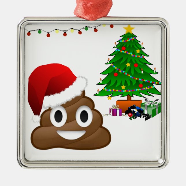christmas poo emoji metal ornament (Front)