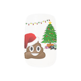 christmas poo emoji nail wraps stickers decals