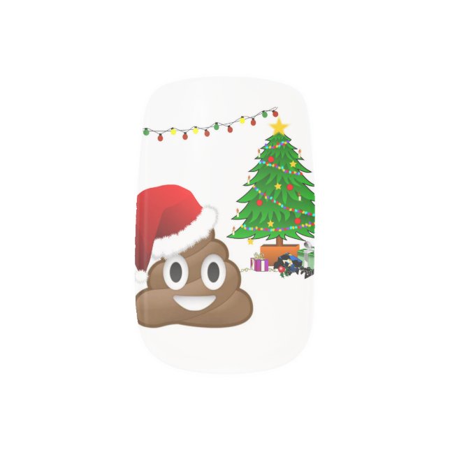 christmas poo emoji nail wraps stickers decals (Right Thumb)