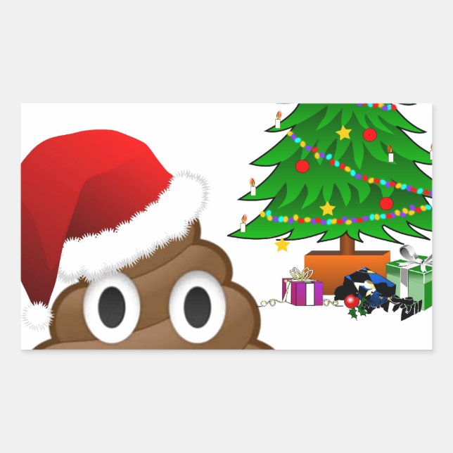 christmas poo emoji rectangular sticker (Front)