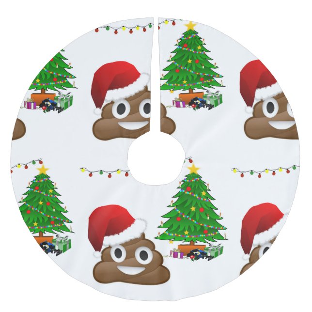 christmas poo emoji tree skirt (Front)