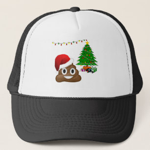christmas poo emoji trucker hat