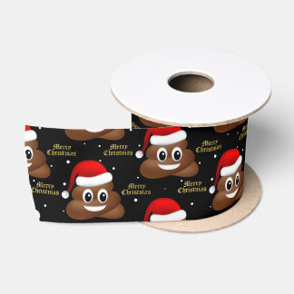 christmas poo emoji with santa hat ribbon